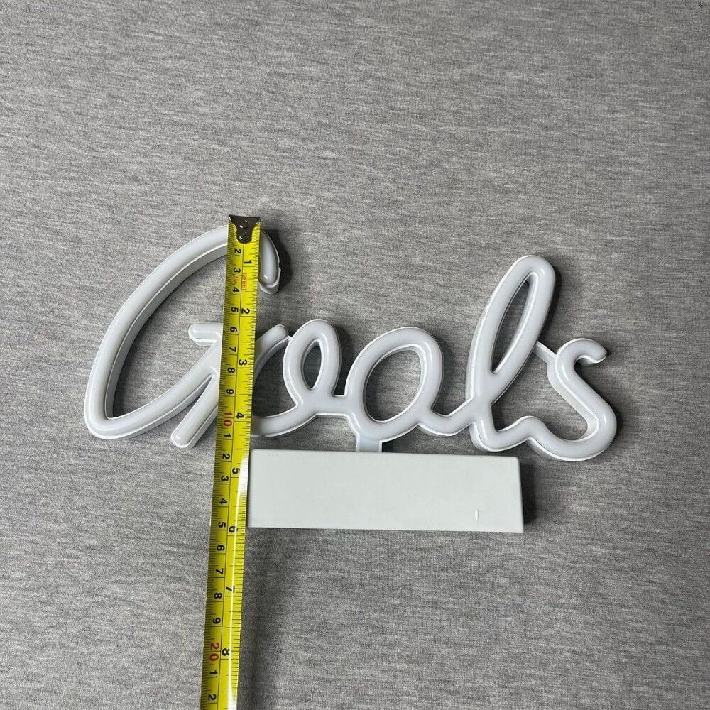 Room 2 Room “GOALS" 10 Inch Cursive Script Blue LED Neon Sign with Stand - Picture 2 of 6